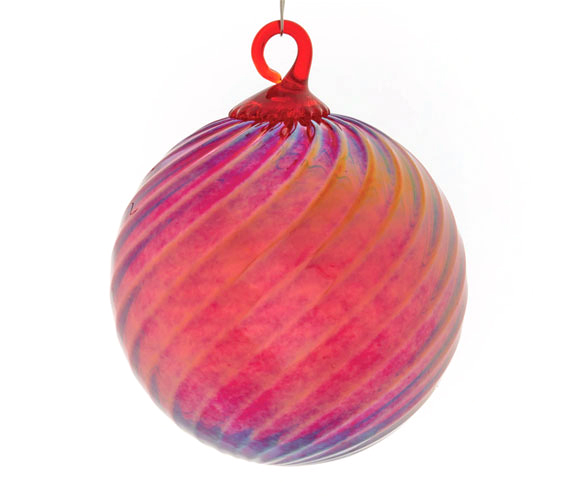 Red Optic Twist Ornament by Glass Eye Studio